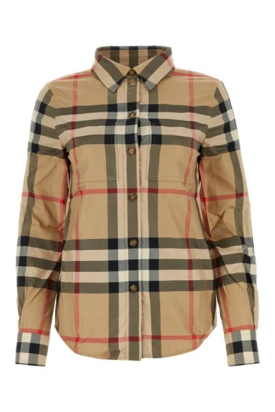 Shop Burberry Woman Embroidered Poplin Shirt In Multicolor