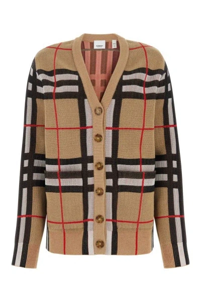 Shop Burberry Woman Embroidered Stretch Nylon Blend Cardigan In Multicolor