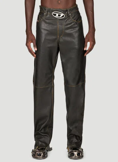 Shop Diesel Men P-kooman Leather Pants In Black