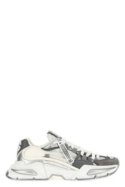 Dolce & Gabbana Dolce&gabbana Air Master Silver/white Fabric Sneaker In White