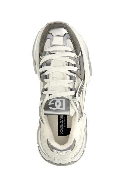 Dolce & Gabbana Dolce&gabbana Air Master Silver/white Fabric Sneaker In White
