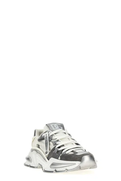 Dolce & Gabbana Dolce&gabbana Air Master Silver/white Fabric Sneaker In White