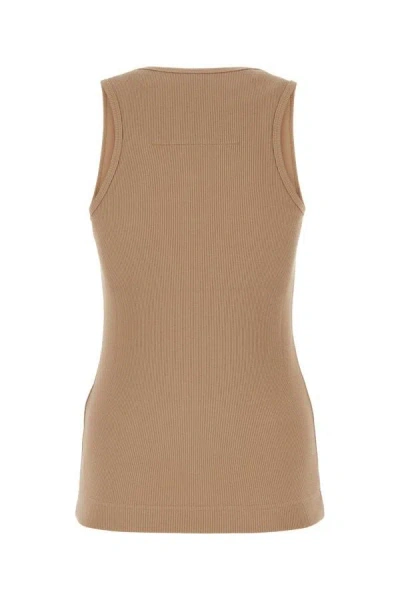 Shop Givenchy Woman Camel Stretch Cotton Tank Top In Brown