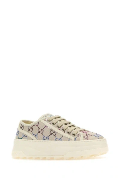 Shop Gucci Woman Chalk Fabric Sneakers In White
