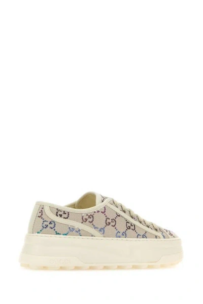 Shop Gucci Woman Chalk Fabric Sneakers In White
