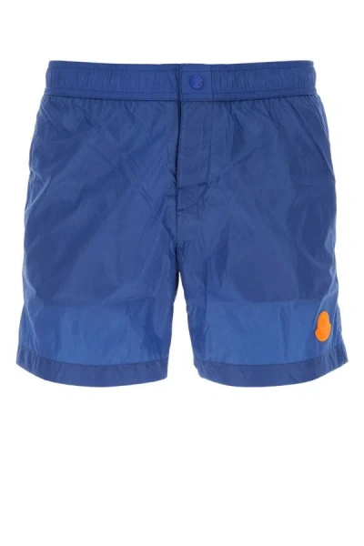 Shop Moncler Man Blue Nylon Swimming Shorts
