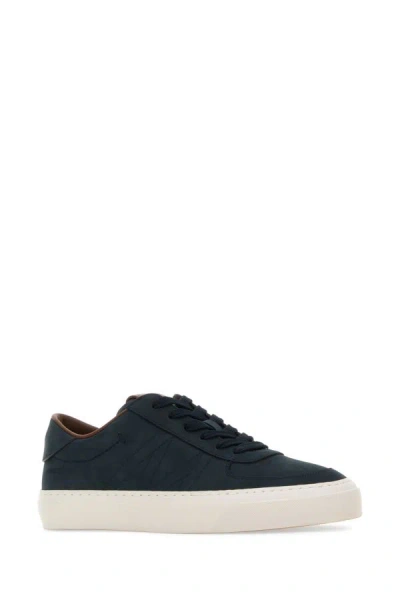 Shop Moncler Man Midnight Blue Leather Monclub Sneakers