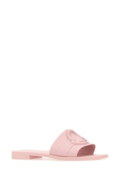 Shop Moncler Woman Pastel Pink Rubber Mon Slippers