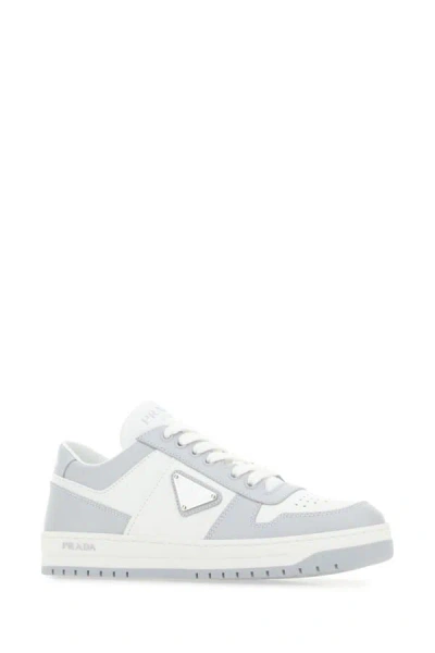 Shop Prada Woman Two-tone Leather Downtown Sneakers In Multicolor