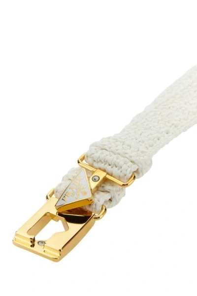 Shop Prada Woman White Raffia Belt