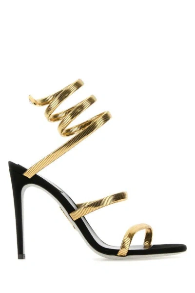 Shop René Caovilla Rene Caovilla Woman Gold Metal Juniper Sandals