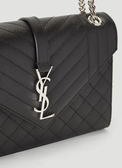 Shop Saint Laurent Women Envelope Satchel Medium Shoulder Bag In Black