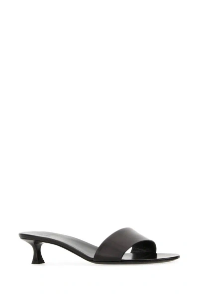 Shop The Row Woman Black Leather Combo Kitten Mules