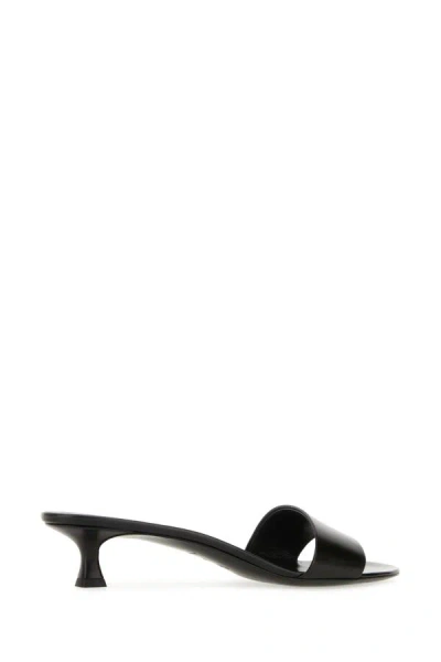 Shop The Row Woman Black Leather Combo Kitten Mules
