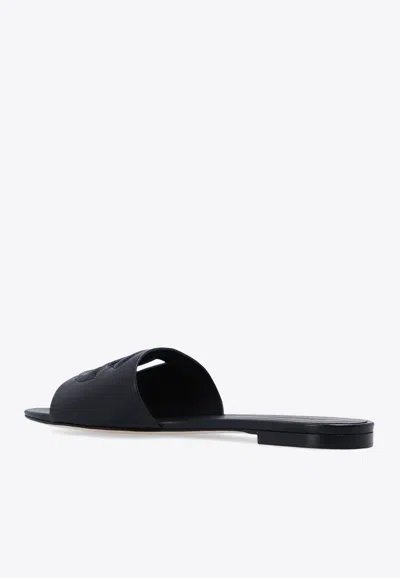 Shop Dolce & Gabbana Bianca Dg Logo Flat Sandals In Black