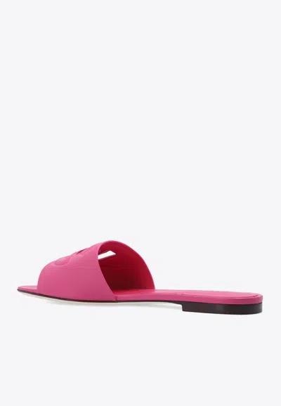 Shop Dolce & Gabbana Bianca Dg Logo Flat Sandals In Bubblegum