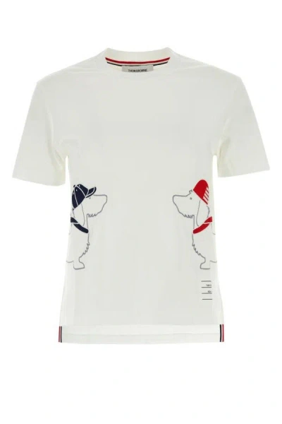 Shop Thom Browne Woman White Cotton T-shirt