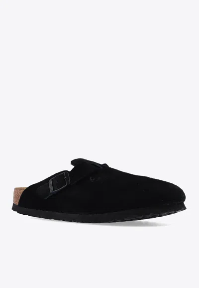 Birkenstock Black Boston Loafers In Black