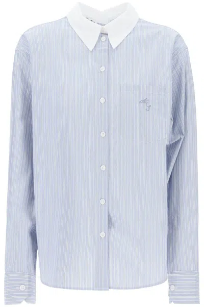 Shop Acne Studios Striped Shirt With Double Closure