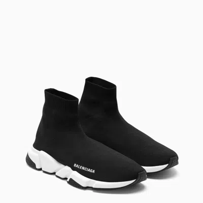 Shop Balenciaga Black Mesh And White Speed Sneakers