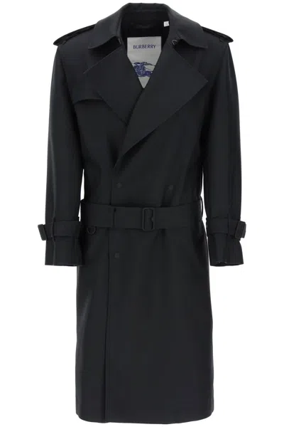 Shop Burberry Double Breasted Silk Twill Trench Coat