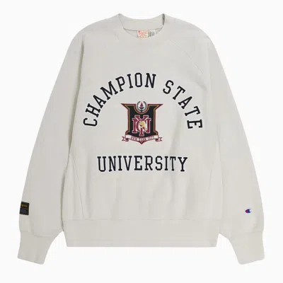 Shop Champion Light Grey Cotton Blend Crew Neck Sweatshirt