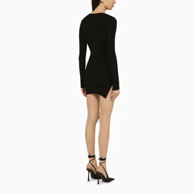 Shop David Koma Black Viscose Blend Ribbed Mini Dress