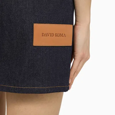 Shop David Koma Blue Denim Mini Dress With Mirrors