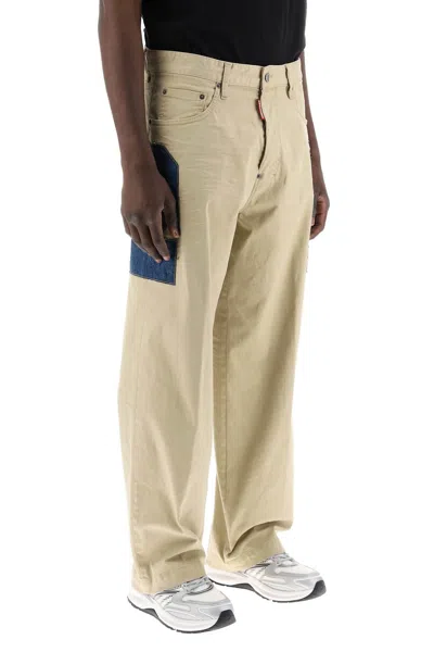 Shop Dsquared2 Eros Denim Pants With Maxi Patch Design.