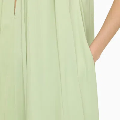Shop Ferragamo Green Viscose Long Dress With Contrasting Collar