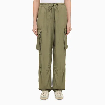 Shop Golden Goose Military Green Viscose Cargo Trousers
