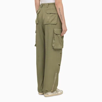 Shop Golden Goose Military Green Viscose Cargo Trousers