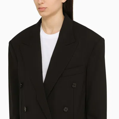 Shop Isabel Marant Black Wool Double Breasted Jacket With Epaulettes