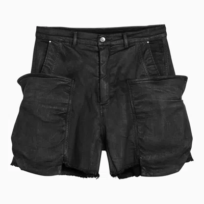 Shop Rick Owens Black Cotton Cargo Bermuda Shorts
