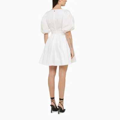 Shop Rotate Birger Christensen White Mini Dress With Puff Sleeves