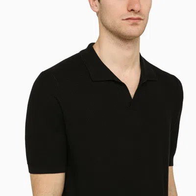 Shop Tagliatore Black Silk And Cotton Polo Shirt