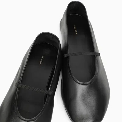 Shop The Row Black Leather Elastic Ballet Ballerina