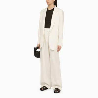 Shop The Row White Linen Wide Trousers