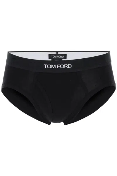 Shop Tom Ford Logo Band Slip Underwear With Elastic