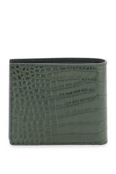 Shop Tom Ford Croco Embossed Leather Bifold Wallet