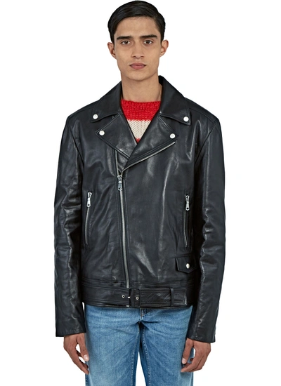 Gucci Leather Biker Jacket In Black
