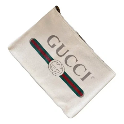 Pre-owned Gucci Guccy Clutch Leather Clutch Bag In White