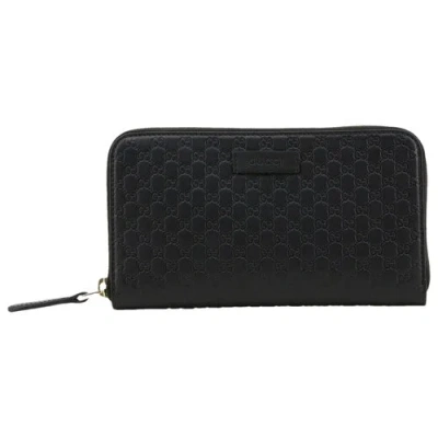 Pre-owned Gucci Interlocking Leather Wallet In Black