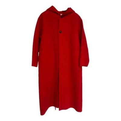 Pre-owned Hyke Wool Coat In Red
