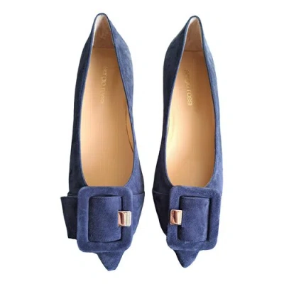 Pre-owned Sergio Rossi Ballet Flats In Navy