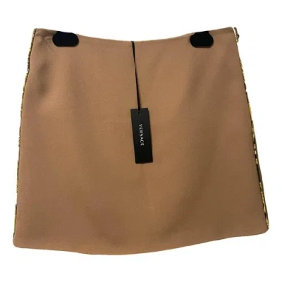 Pre-owned Versace Mini Skirt In Beige