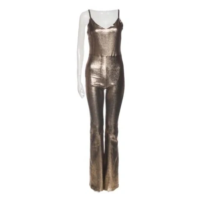 Pre-owned Sprwmn Leather Jumpsuit In Gold