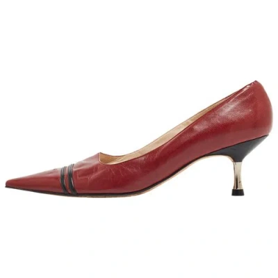 Pre-owned Chanel Leather Heels In Burgundy