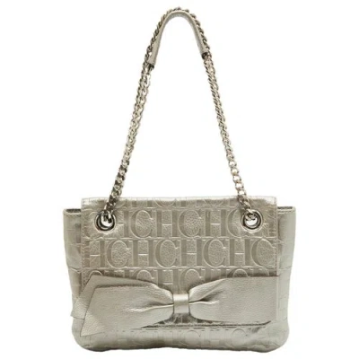Pre-owned Carolina Herrera Leather Handbag In Grey