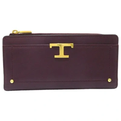 Pre-owned Tod's Leather Wallet In Burgundy